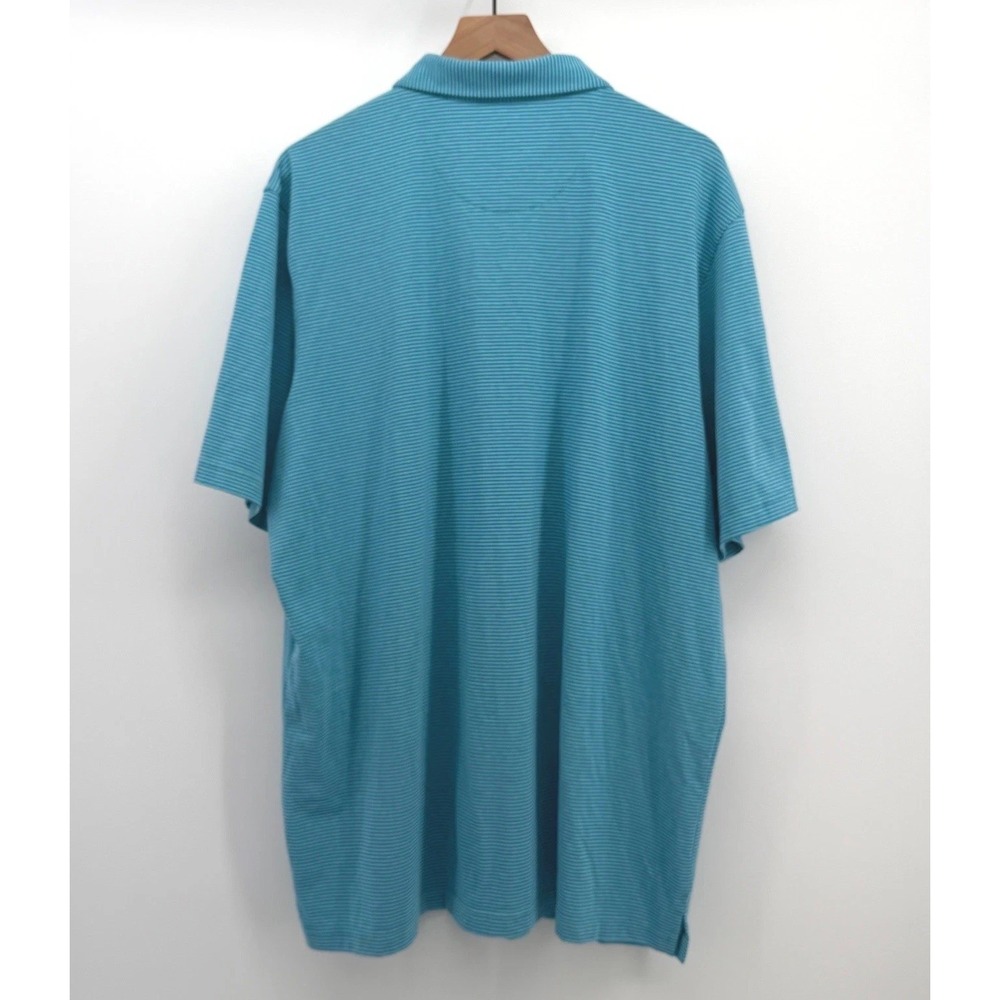 Rising Tide Polo Shirt Mens XXL Blue Green Stripe Cotton Blend Short Sleeve NEW - Picture 6 of 12